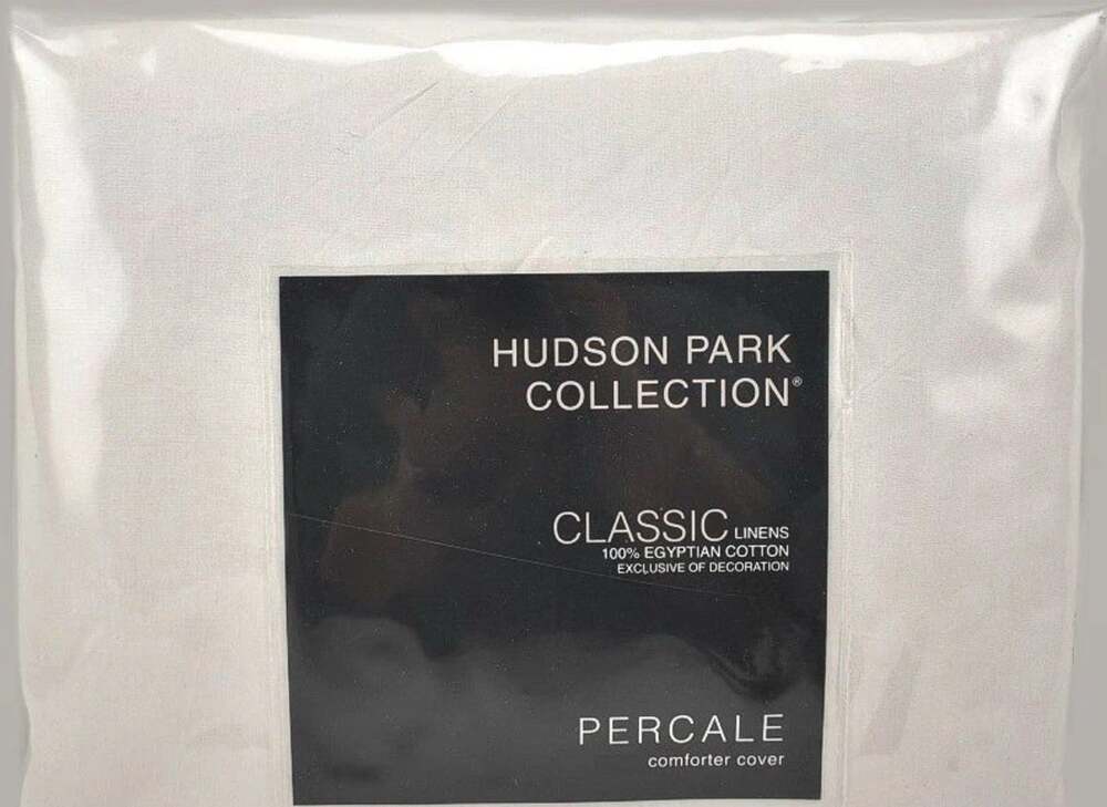Hudson Park Classic Linens White Egyptian Cotton KING Duvet Cover Silver